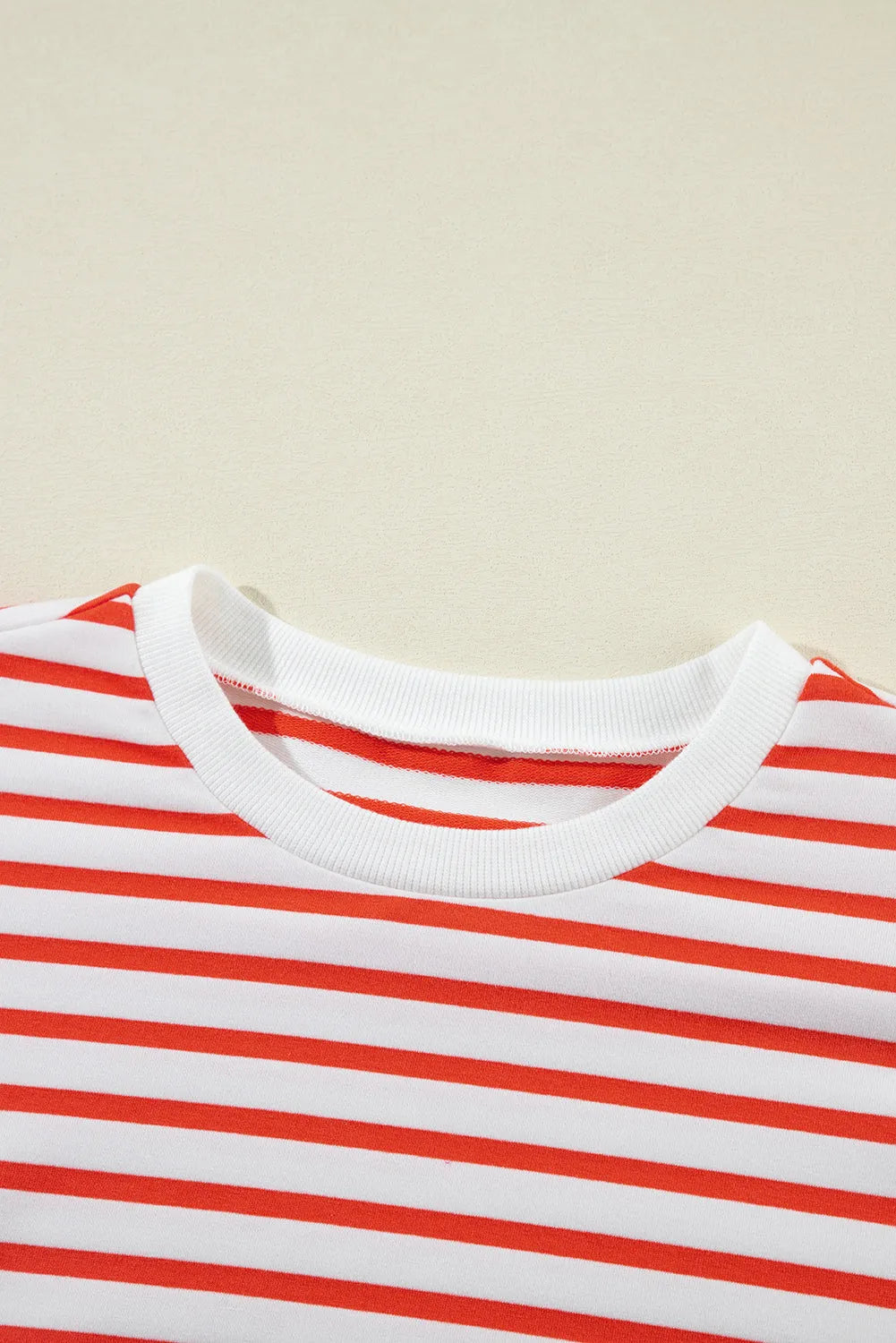 Orange Stripe Drop Shoulder Crew Neck Loose Sweatshirt - Chic Meadow Boutique 