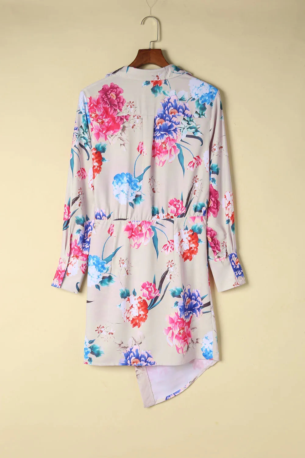 Multicolor Floral Print Wrap Tie Mini Shirt Dress - Chic Meadow Boutique 