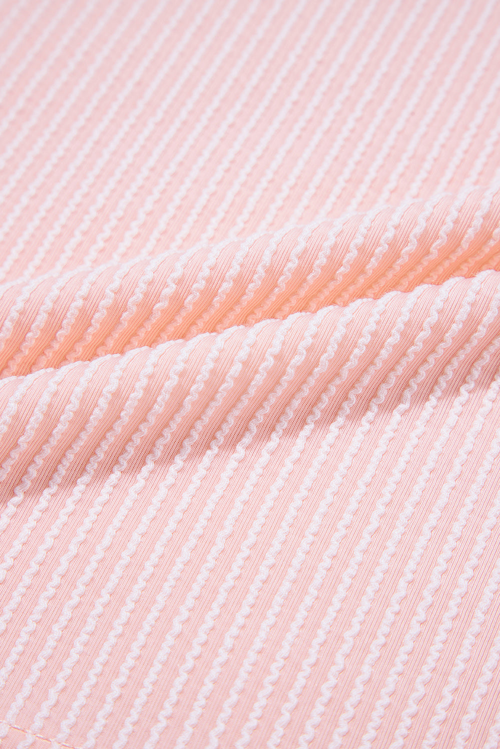 Pink Corded Knit Color Block Pocketed Crew Neck T Shirt