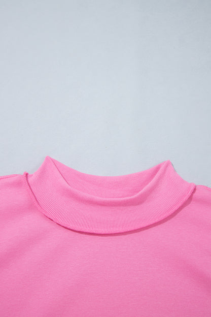 Bright Pink Exposed Seam Detail Reversible Double Wear Plus Size Sweatshirt