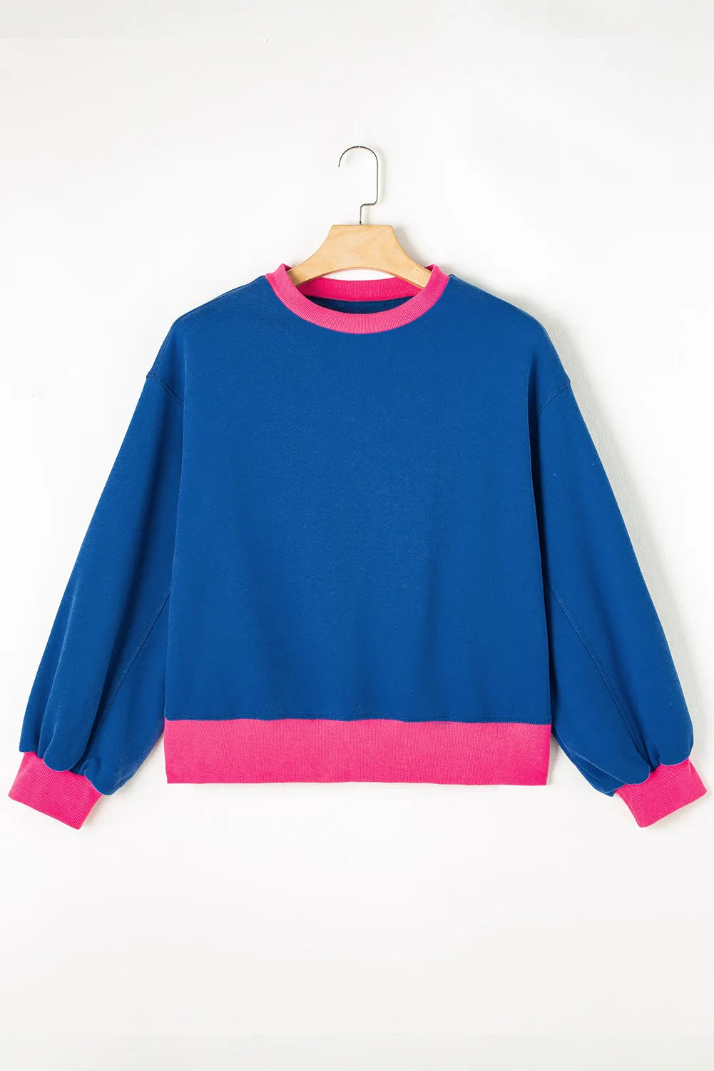 Blue Colorblock Bubble Sleeve Sweatshirt - Chic Meadow Boutique 