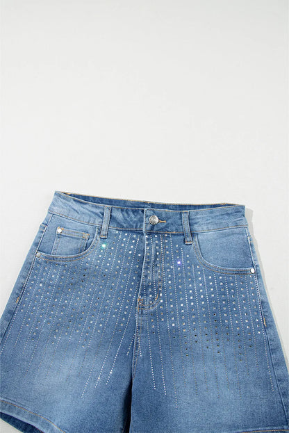 Ashleigh Blue Rhinestone Embellished Denim Shorts - Chic Meadow Boutique 