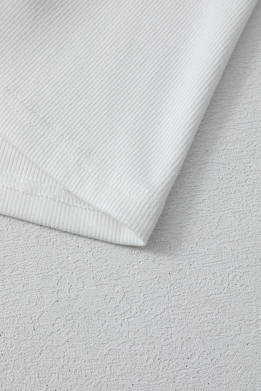 White Lace Floral Patchwork Ribbed Knit Half Sleeve T Shirt