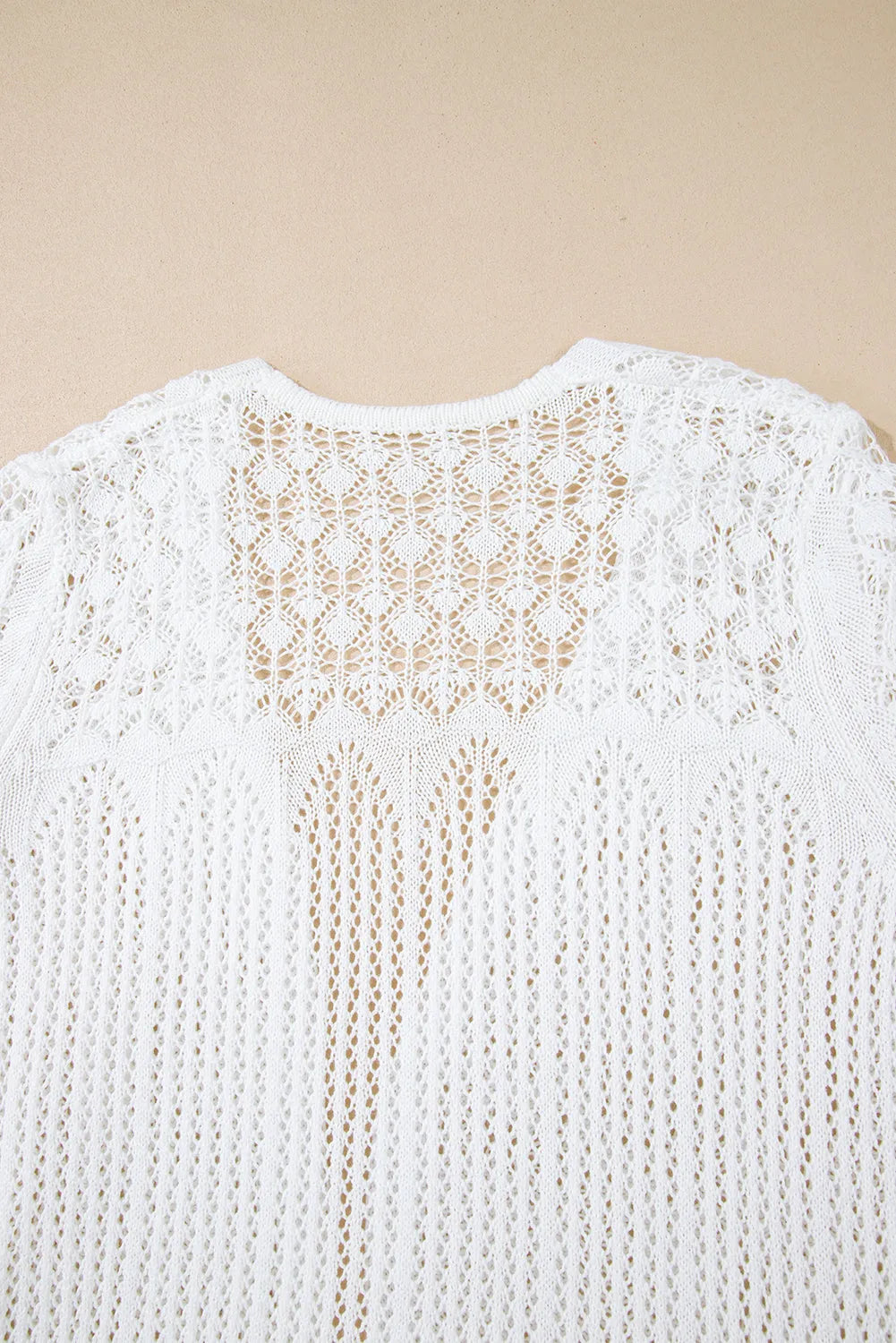 White Crochet Hollow Out Open Front Cardigan - Chic Meadow Boutique 