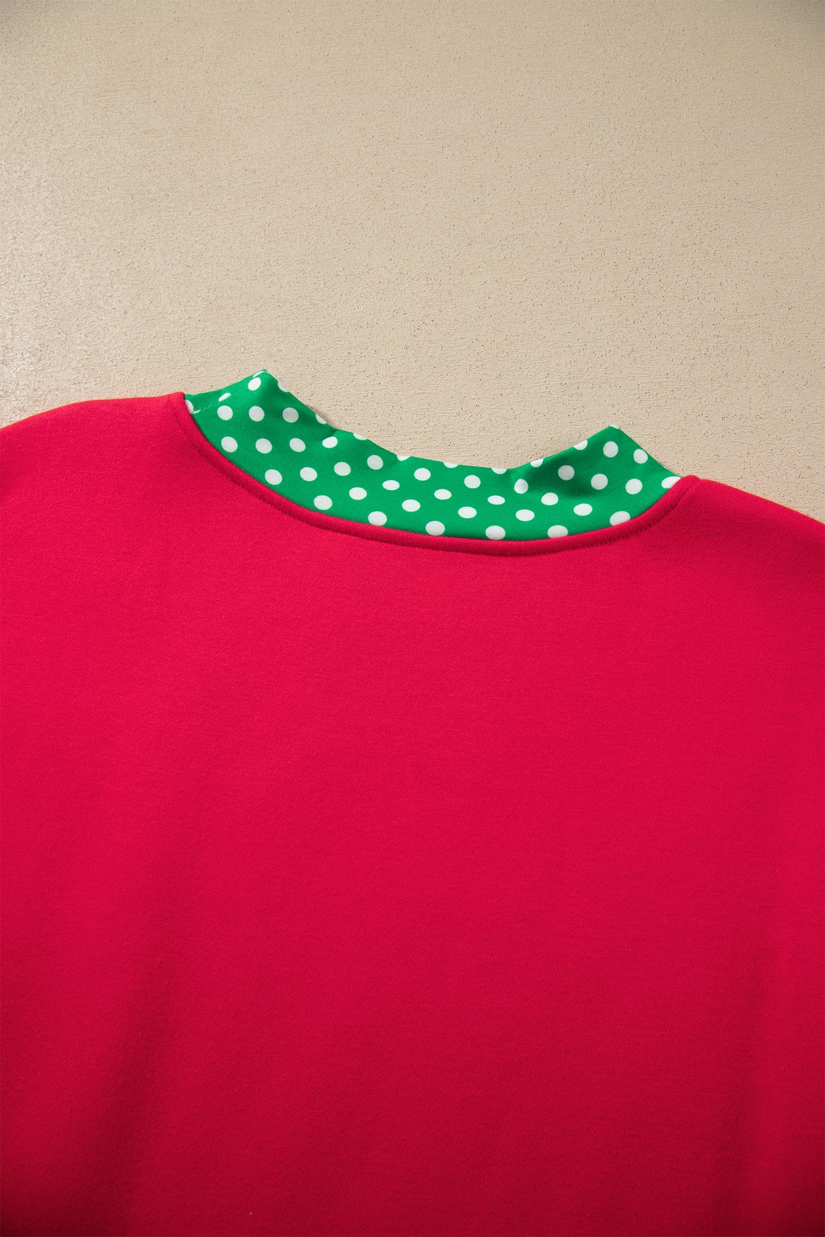 Racing Red Colorblock Polka Dot Contrast Trim Oversized Sweatshirt