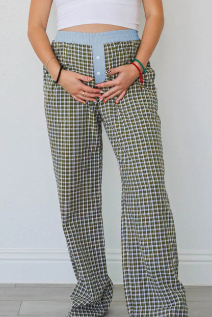 Brown Preppy Gingham Boxer Pants