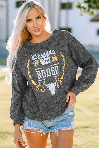 Gray Coors Banquet RODEO Graphic Mineral Washed Sweatshirt - Chic Meadow Boutique 