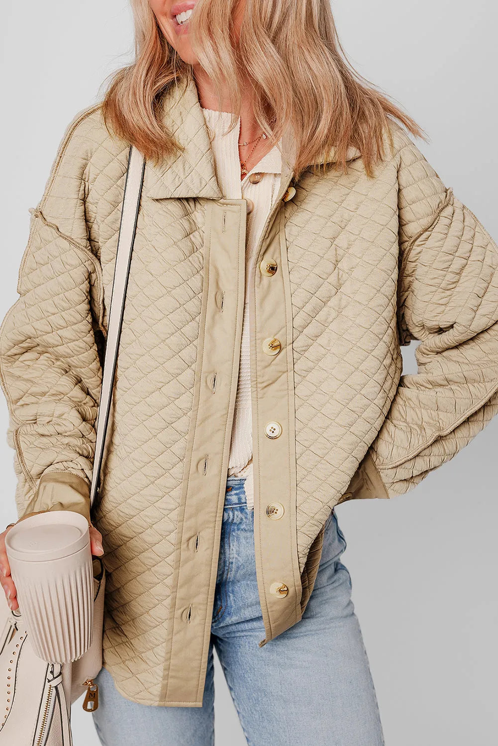 Jet Stream Solid Color Quilted Puffer Buttoned Shacket - Chic Meadow Boutique 