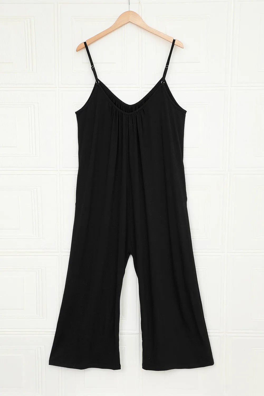 Black Spaghetti Straps Wide Leg Pocketed Jumpsuits - Chic Meadow Boutique 