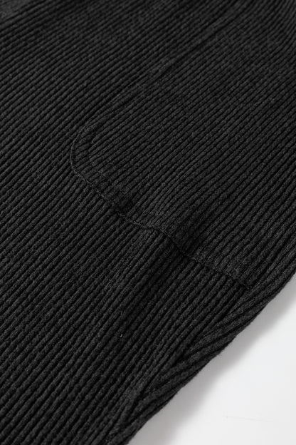 Black Ribbed Drawstring Active Jogger Pants