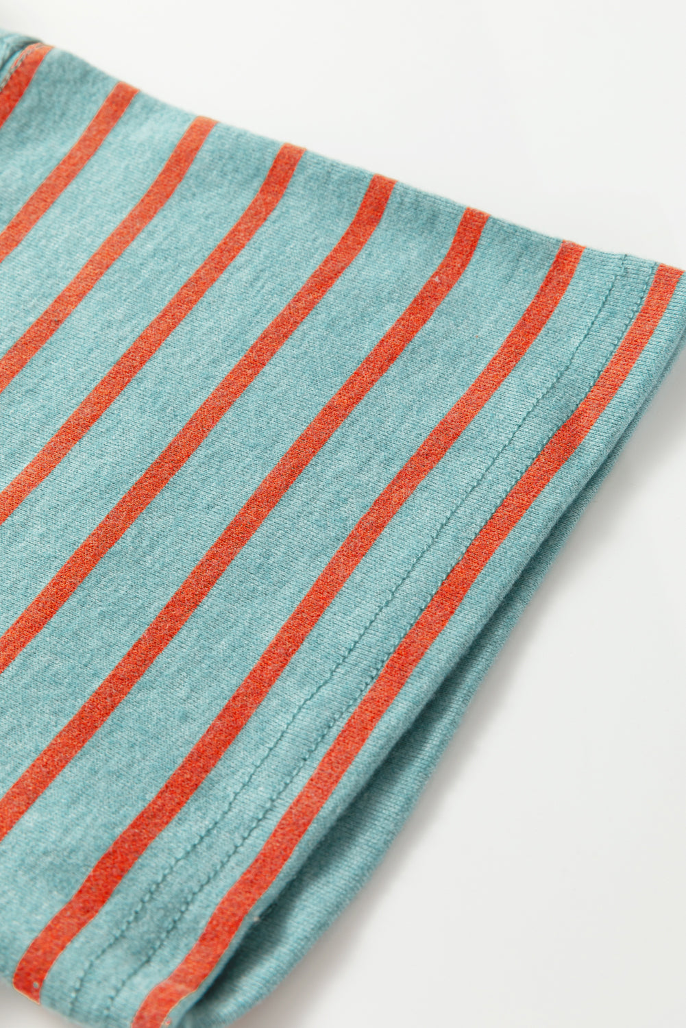 Mint Green Color Block Striped Detail Loose T Shirt
