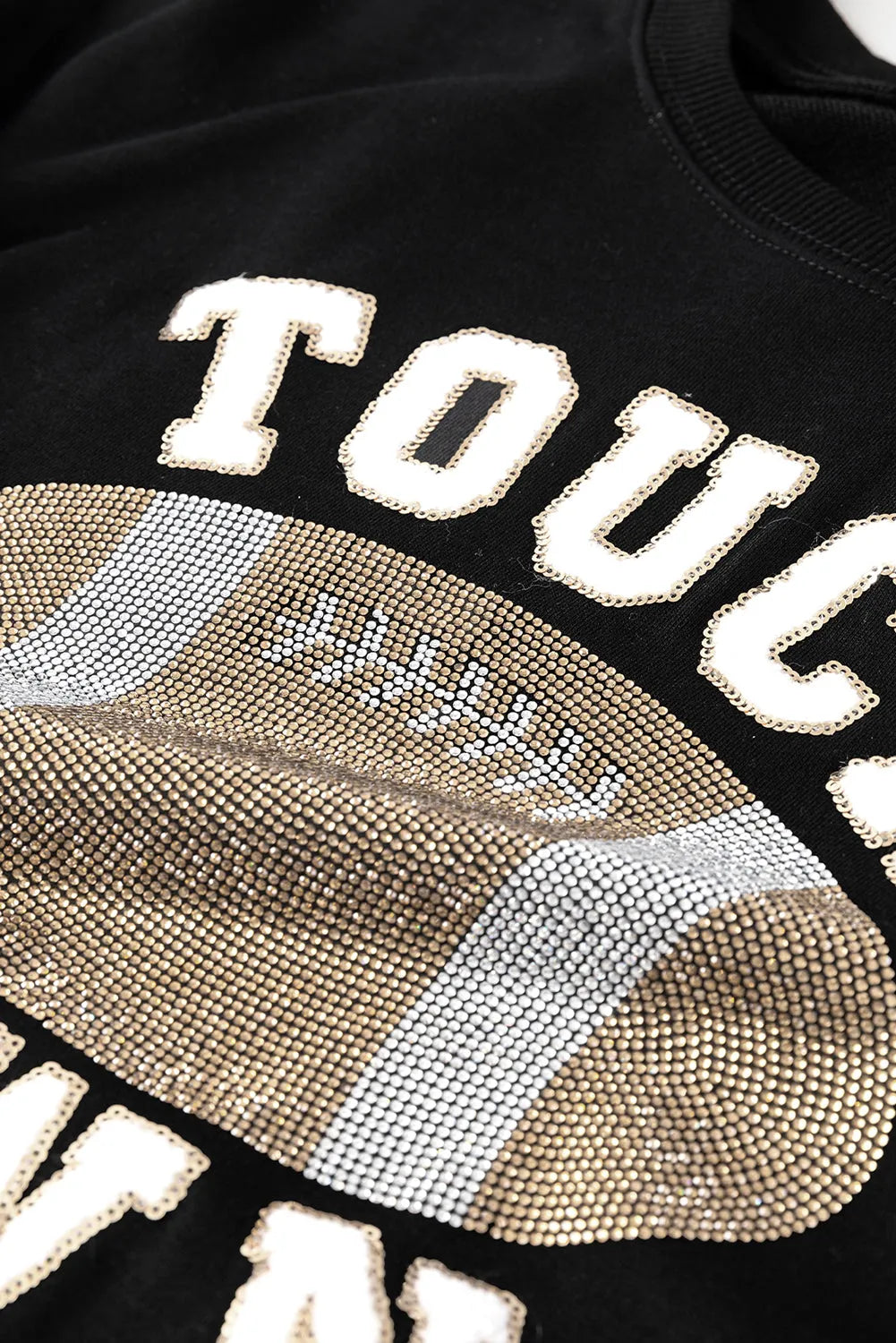 Black TOUCH DOWN Football Graphic Pullover Sweatshirt - Chic Meadow Boutique 