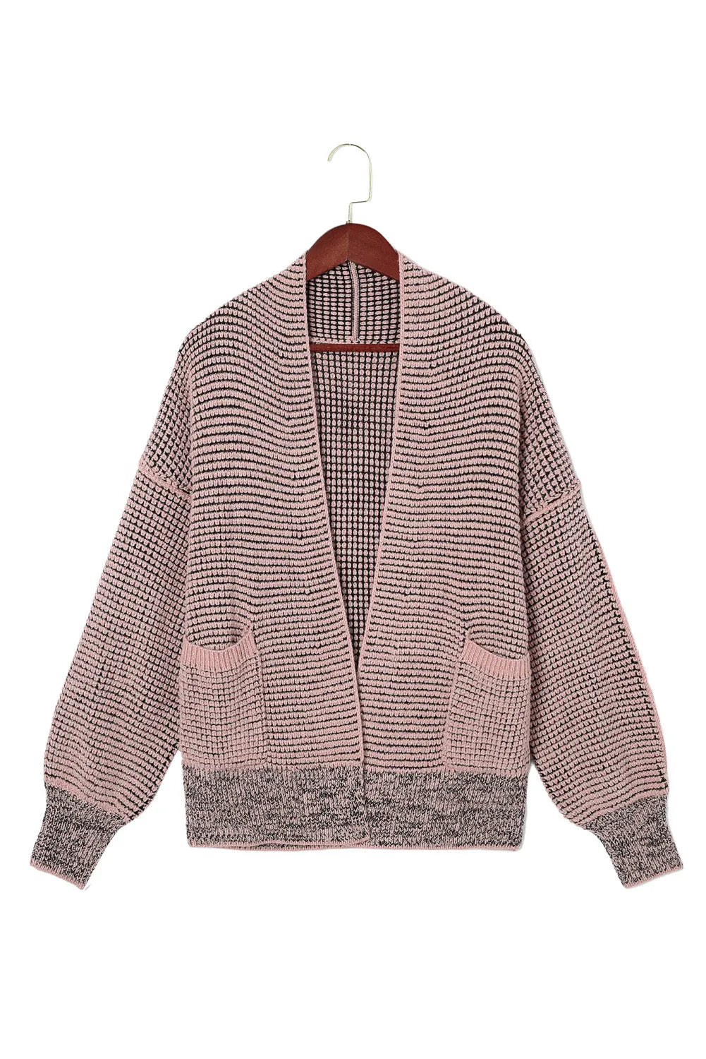 Pink Chunky Waffle Knit Oversized Collar Cardigan - Chic Meadow Boutique 