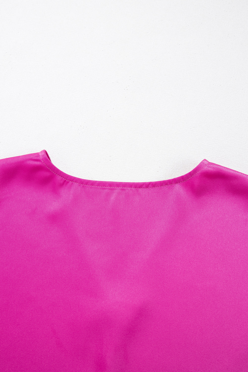 Bright Pink Silky V Neck Dolman Blouse
