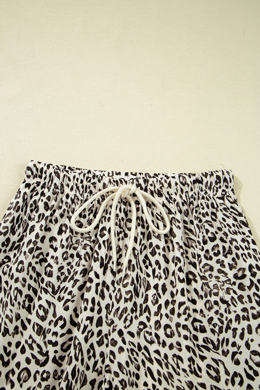 Brown Leopard Drawstring Elastic Waistband Loose Pants
