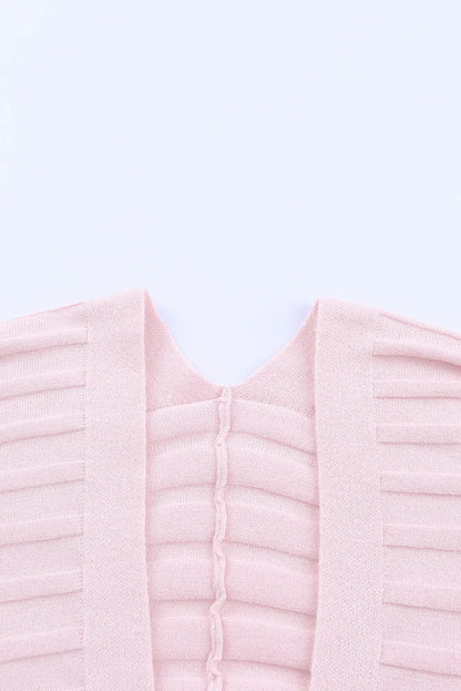 Pink Ribbed Open Front Knit Cardigan - Chic Meadow Boutique 