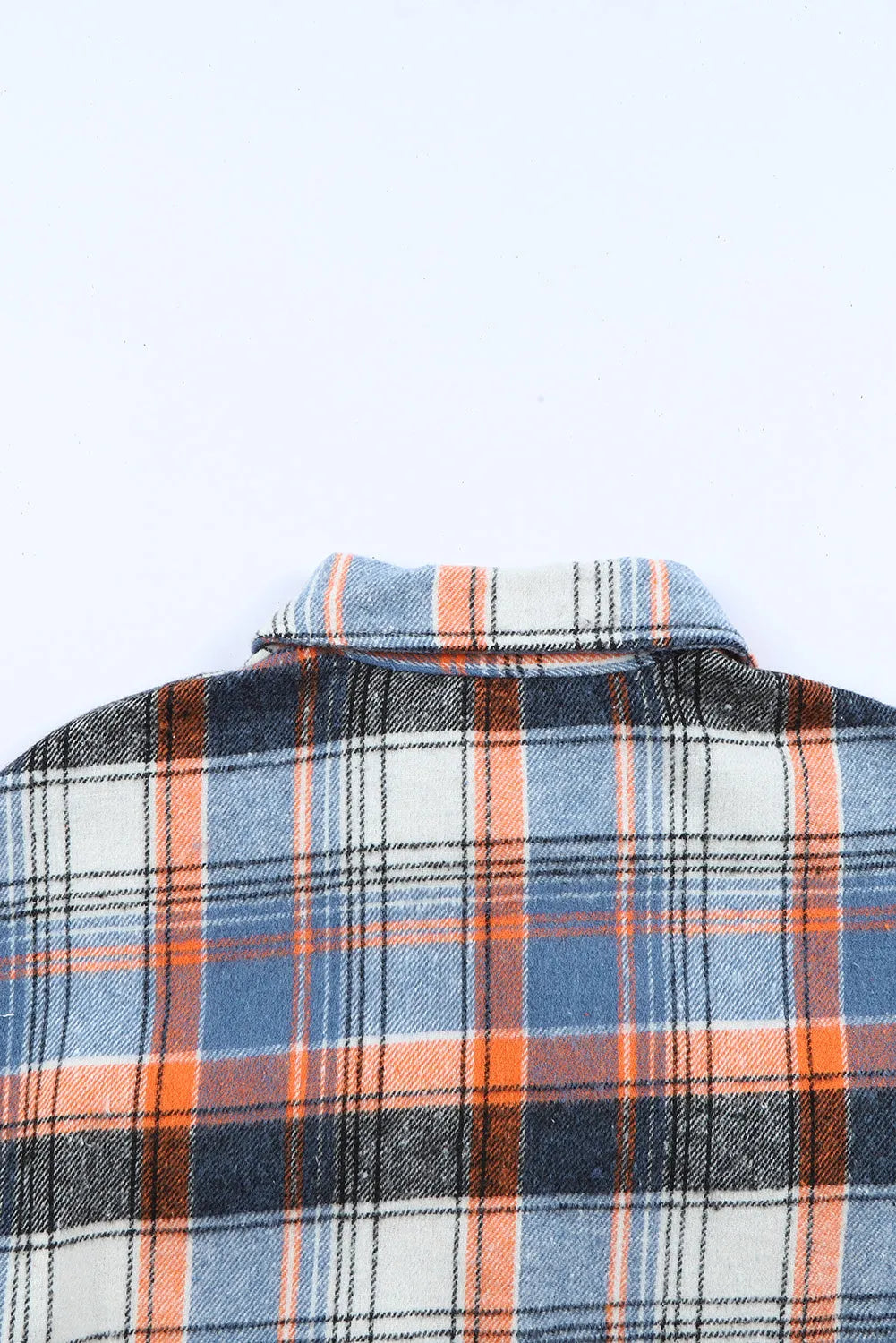 Outerwear/Plaid Shackets Multicolor Plaid Button Down Ruffled Shirt Jacket