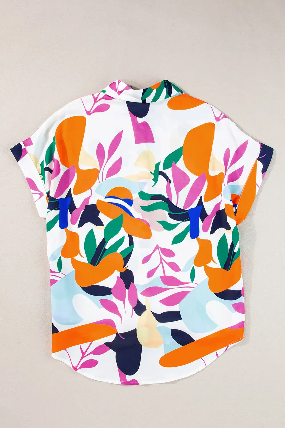 Multicolour Abstract Leafy Print Short Sleeve Shirt - Chic Meadow Boutique 