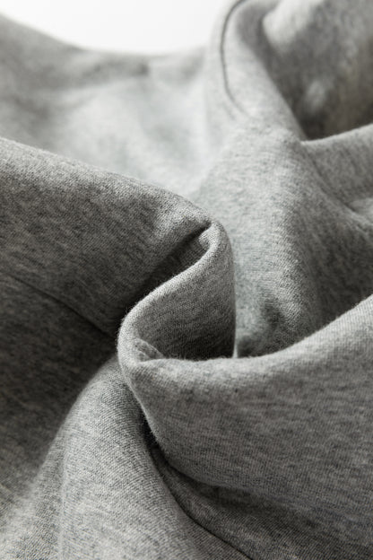 Gray Contrast Rope Drawstring Ruffle Trim Drop Shoulder Baggy Hoodie