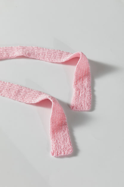 Pink Plus Size Open Knit Bow Tie Short Sleeve Sweater
