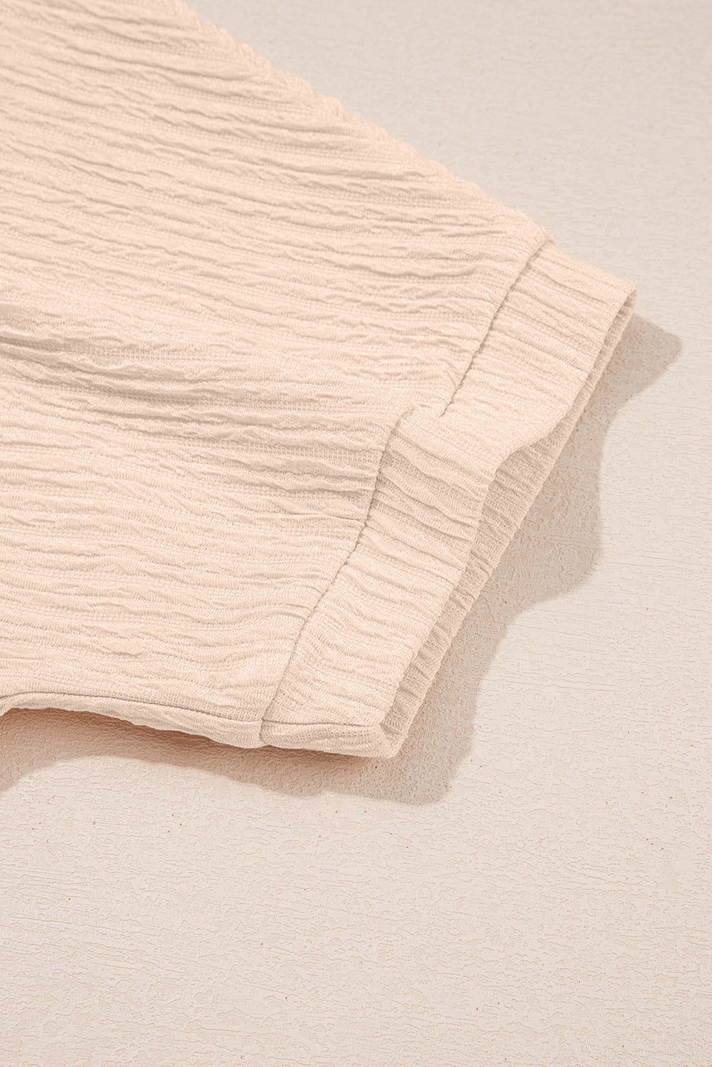 Apricot Textured V Neck T Shirt and Shorts Set