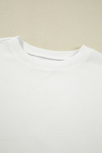 White Floral Ruffled Balloon Sleeve Patchwork Loose Blouse