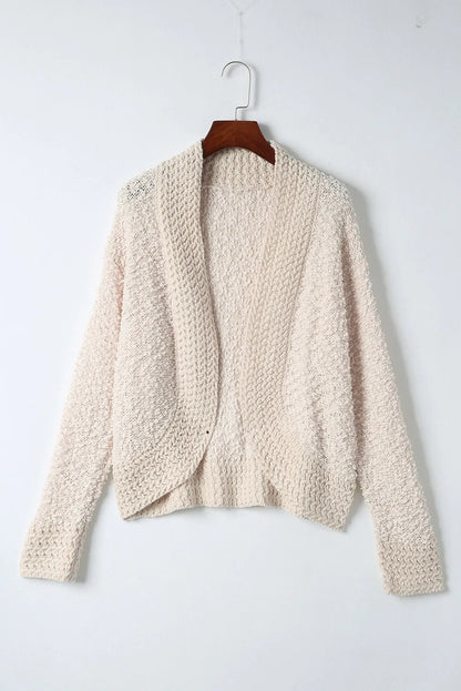 Apricot Popcorn Knit Open Front Cardigan - Chic Meadow Boutique 