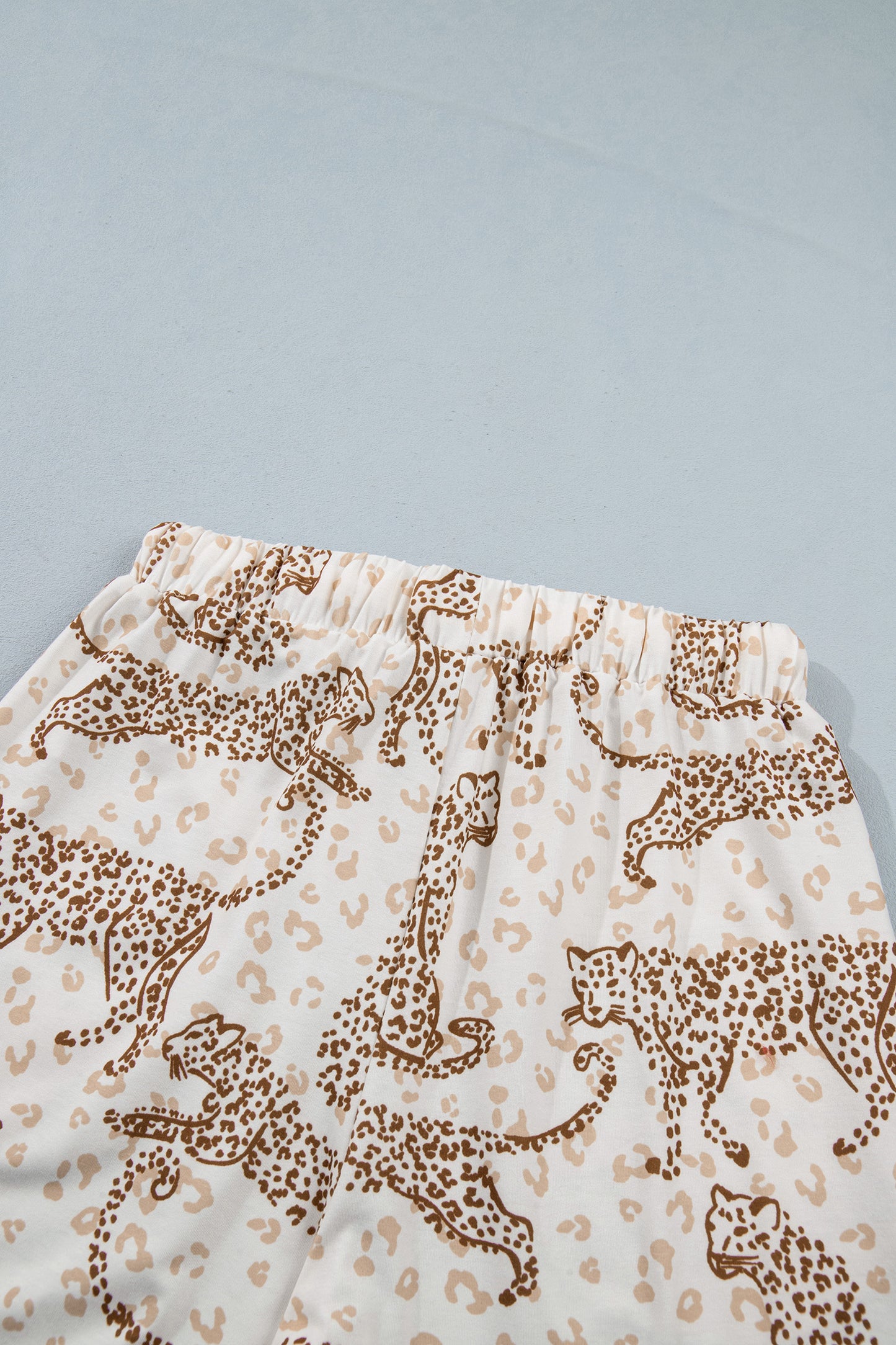 Yellow Leopard Print Colorblock Pocket Placket Long Sleeve Lounge Set