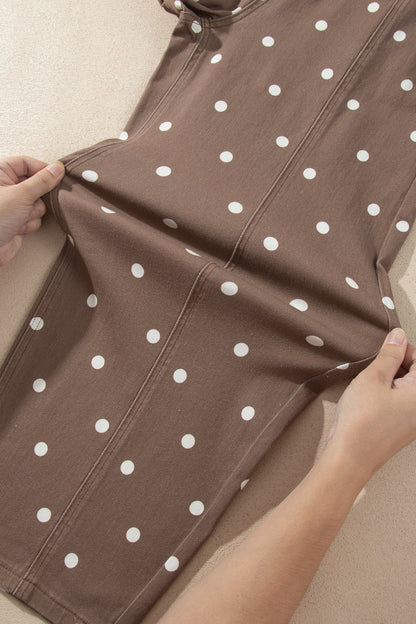 Brown Tailored Seam Polka Dot Print Barrel Casual Jeans
