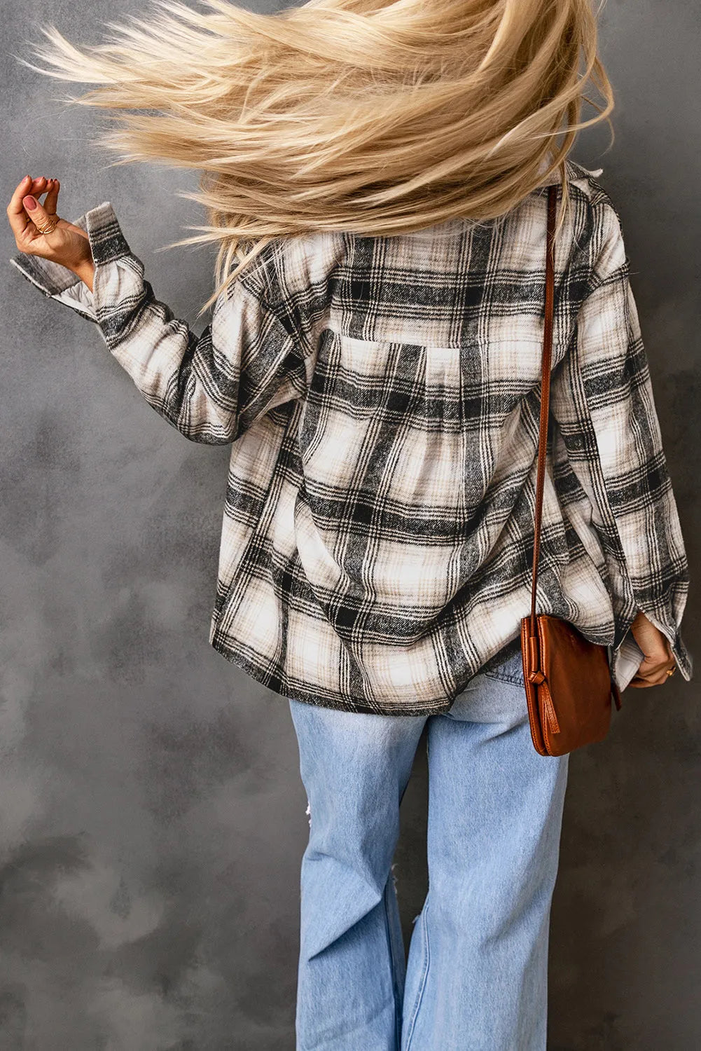 Black Vintage Plaid Fleece Lining Jacket - Chic Meadow Boutique 