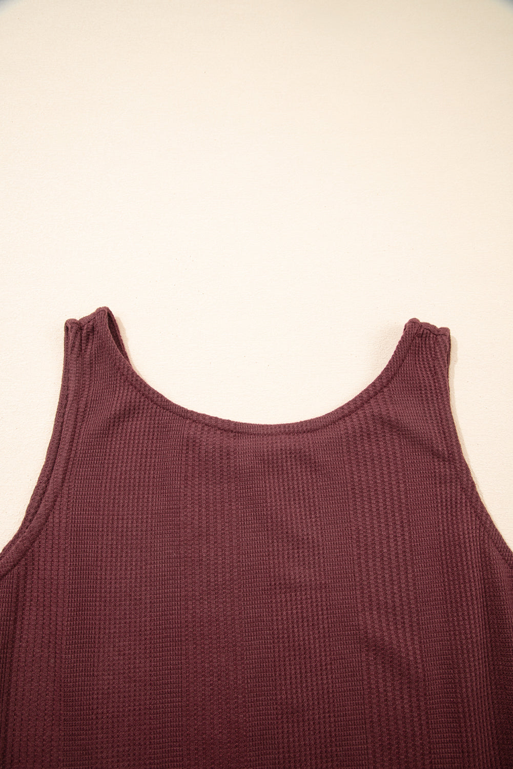 Red Dahlia Solid Color Ribbed Ruffle Tank Top and Pants Set