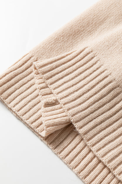 Jet Stream Ribbed Deep V Neckline Front Pocketed Loose Tunic Sweater Vest