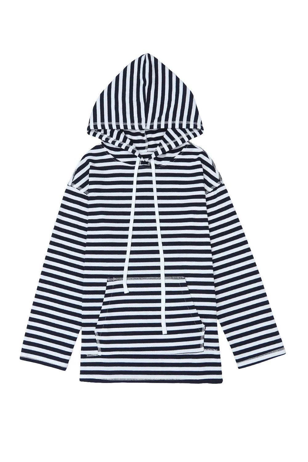 Tops/Sweatshirts & Hoodies Stripe Kangaroo Pocket Drawstring Hoodie