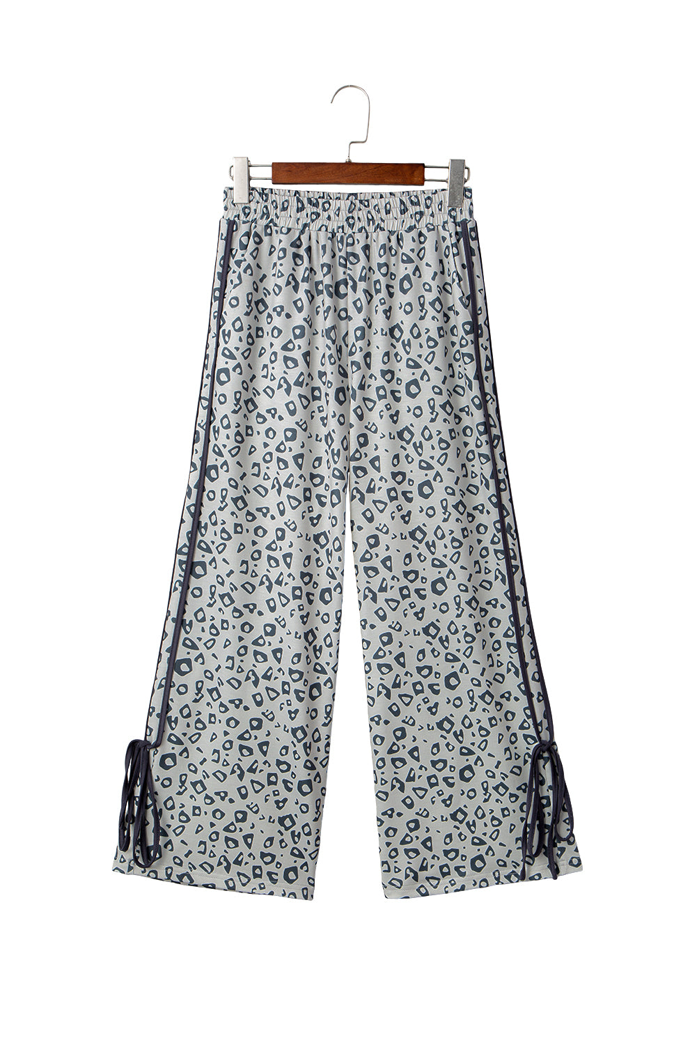 Khaki Leopard High Waist Side Bow Straight Leg