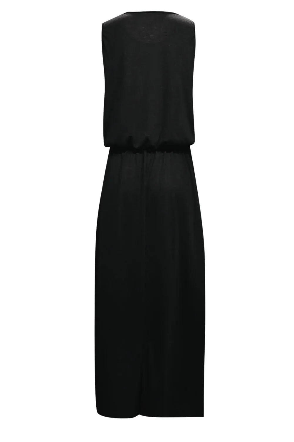 Black Solid Sleeveless Tunic Maxi Dress with Split - Chic Meadow Boutique 