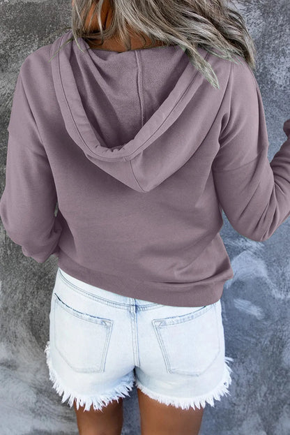 Purple Snap Button Pullover Hoodie with Pocket - Chic Meadow Boutique 