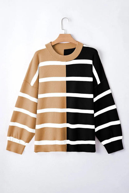 Sweaters & Cardigans/Sweaters Light French Beige Colorblock Oversized Sweater