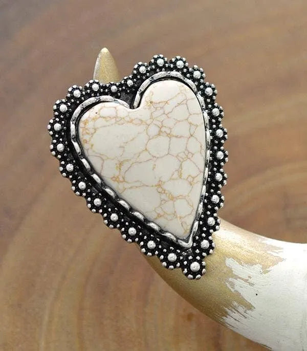 Western Statement Adjustable Heart Ring - Chic Meadow Boutique 