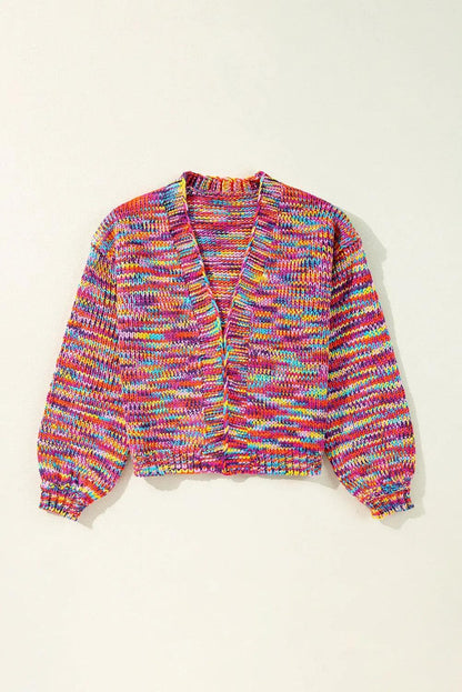 Sweaters & Cardigans/Cardigans Pink Confetti Drop Shoulder Open Front Cardigan