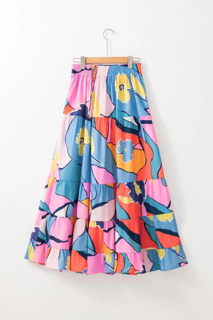 Bottoms/Skirts & Petticoat Pink Printed Pocketed High Waist Maxi Skirt