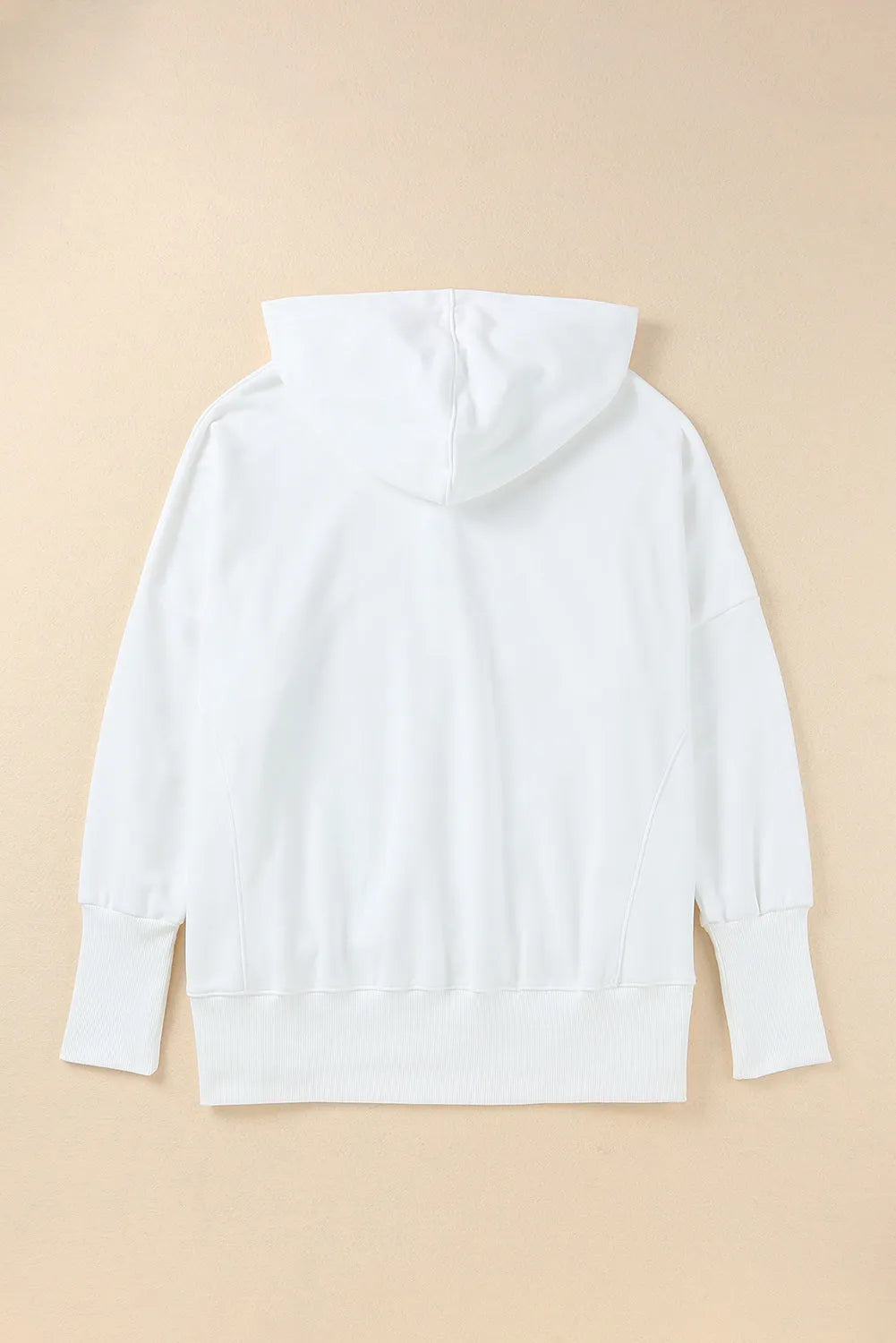 White Batwing Sleeve Pocketed Henley Hoodie - Chic Meadow Boutique 