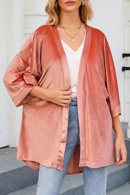 Pink Retro Velvet Wide Sleeves Cardigan - Chic Meadow Boutique 