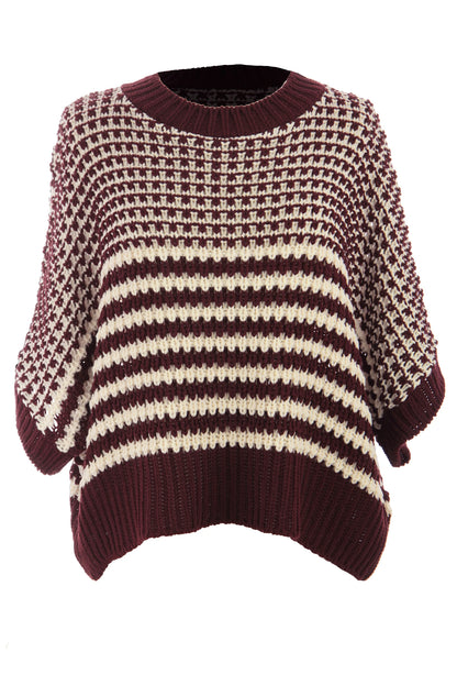 Red 3/4 Draped Sleeve Slouchy Sweater