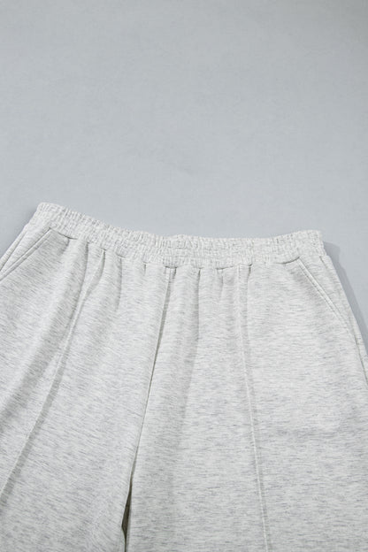 Light Grey Half Zip Polo Tee Loose Pants Plus Size 2pcs Outfit