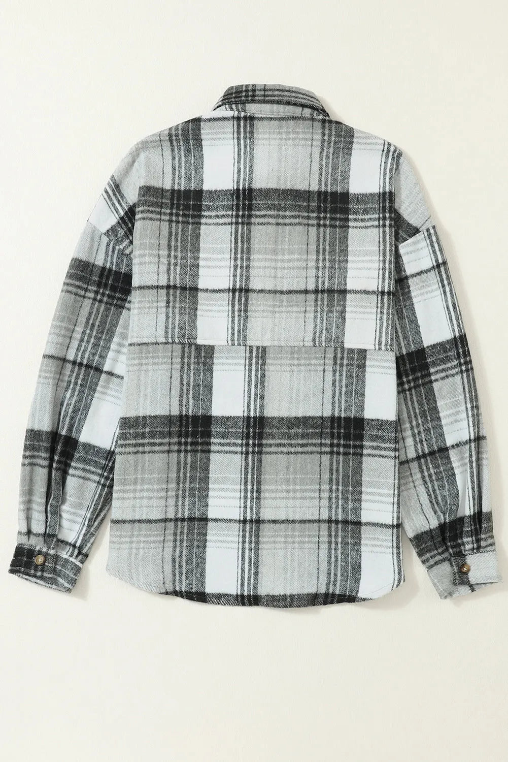 Medium Grey Plaid Flap Pockets Shacket - Chic Meadow Boutique 