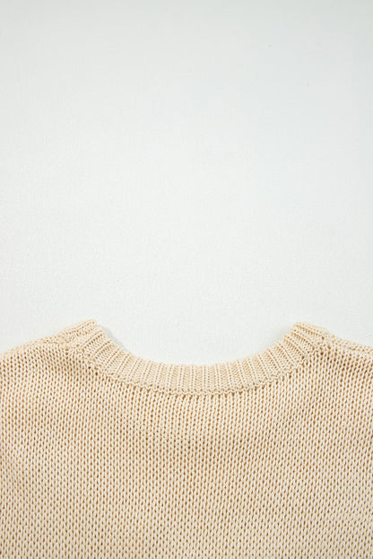 Parchment Bowknot Applique Cap Sleeve Sweater