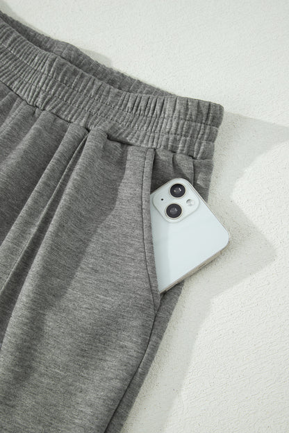 Gray Half Zip Polo Tee Casual Pant Set
