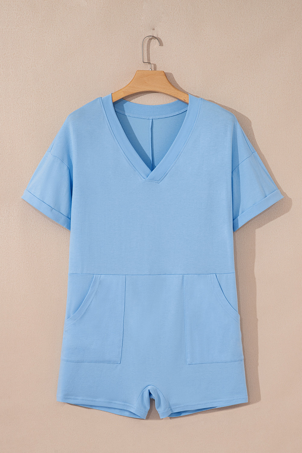 Myosotis Loose Half Sleeve V Neck Knit Romper