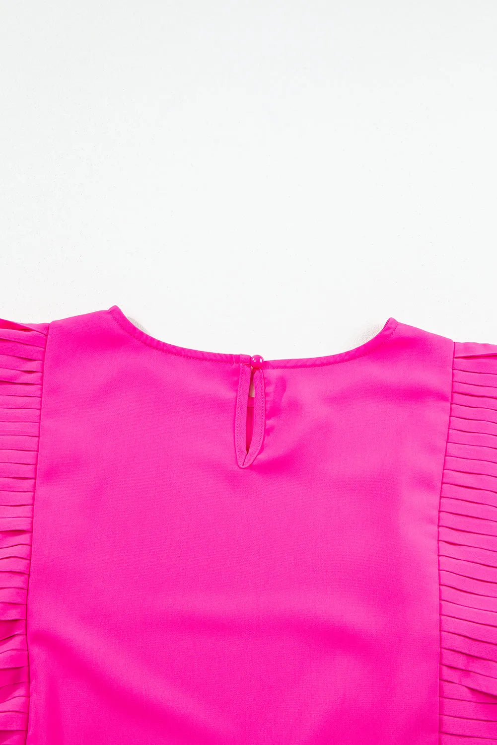 Bright Pink Pleated Ruffle Patchwork Sleeveless Blouse - Chic Meadow Boutique 