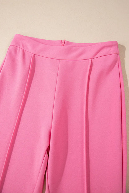 Sachet Pink High Waist Central Seam Flared Pants - Chic Meadow Boutique 